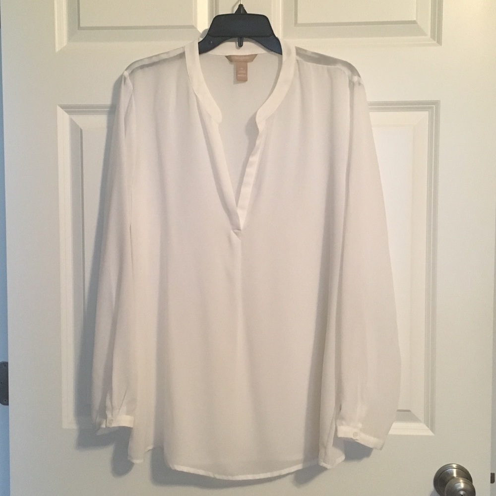 Banana Republic Sheer White Blouse